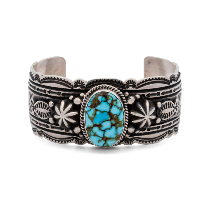 Kingman Turquoise Oval Bezel Set Wide Cuff Bracelet