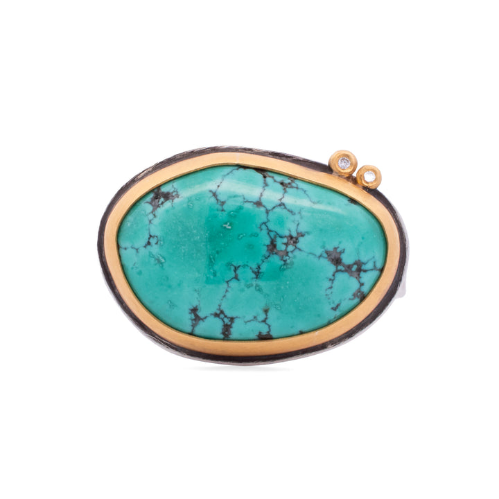 Green Turquoise and Diamond Ring