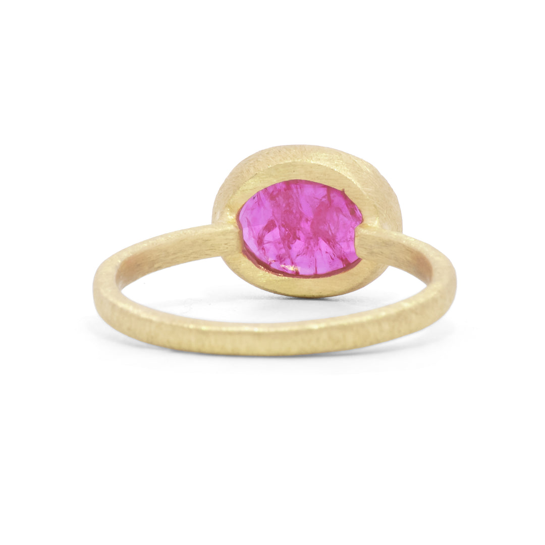 Oval Rose Cut Mozambique Ruby Ring