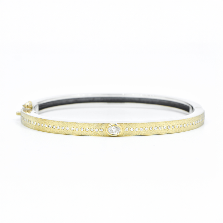 4mm Junia Plus Oval Diamond Gold & Silver Bangle Bracelet