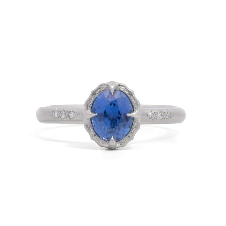 Lotus Oval Blue Sapphire Ring