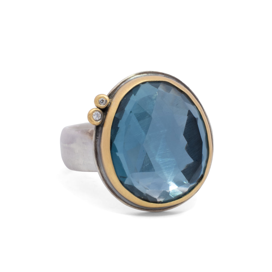 London Blue Topaz and Diamond Ring