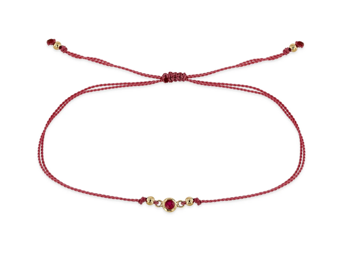 Floating Ruby Solitaire Cord Bracelet