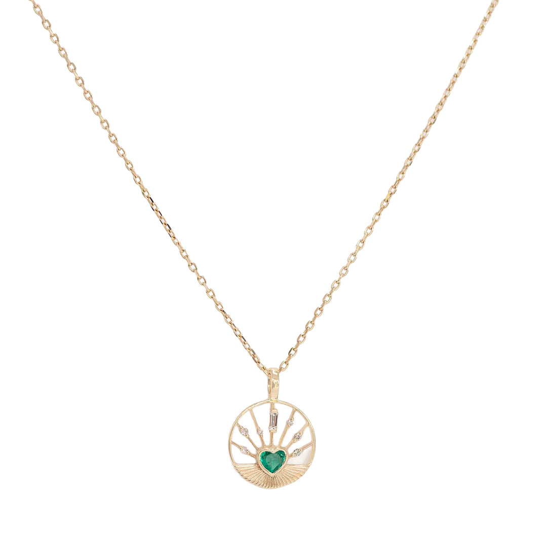 Emerald Heart Round Dream Catcher Necklace