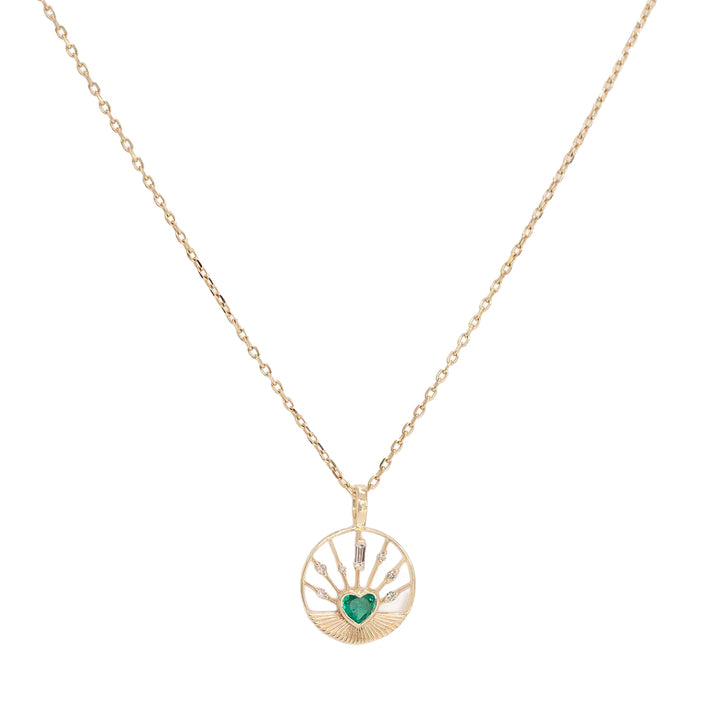 Emerald Heart Round Dream Catcher Necklace