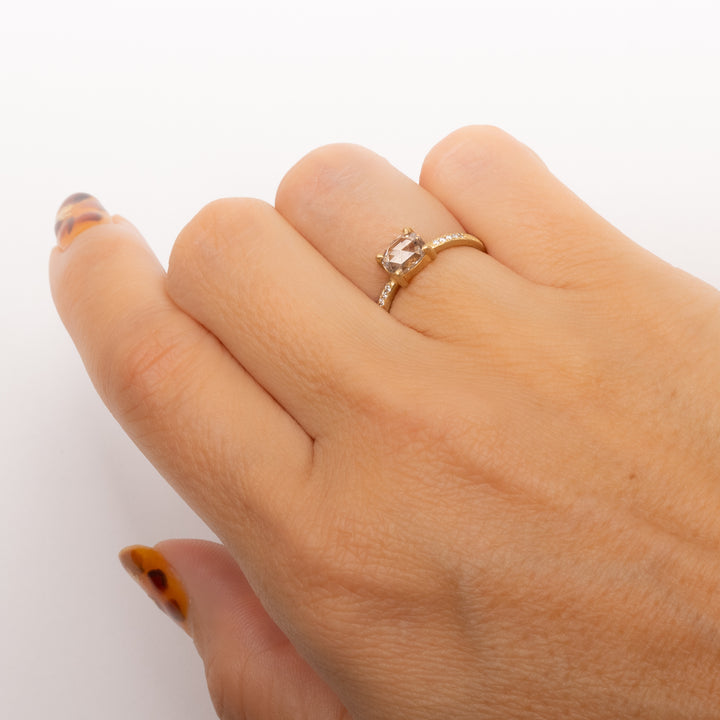 Oval Rose Cut Champagne Diamond Ring