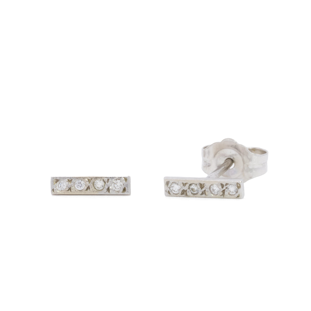 Small Pavé Bar Post Earrings