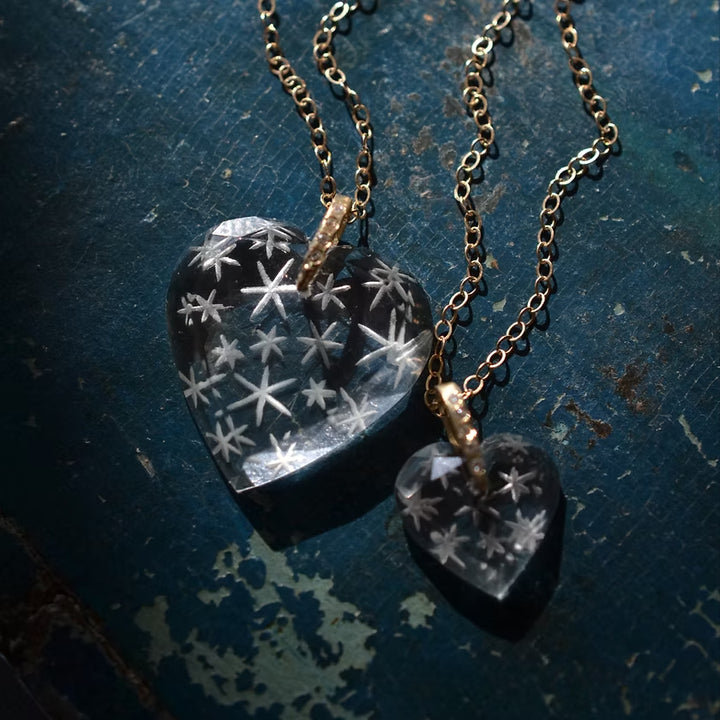 Starry Heart Quartz Charm