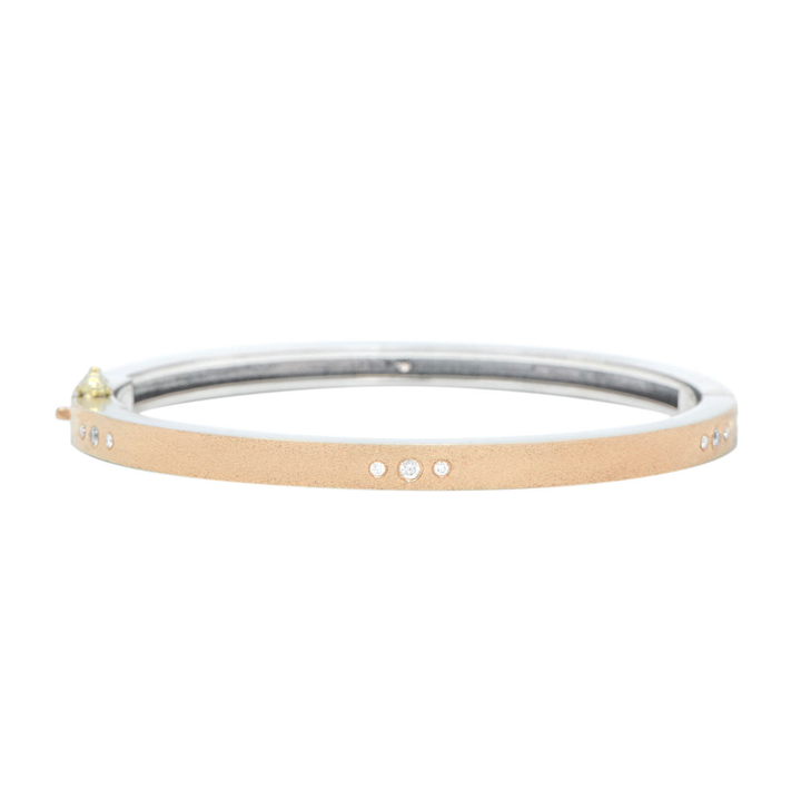 4mm Kelly Rose Gold & Silver Diamond Bangle Bracelet