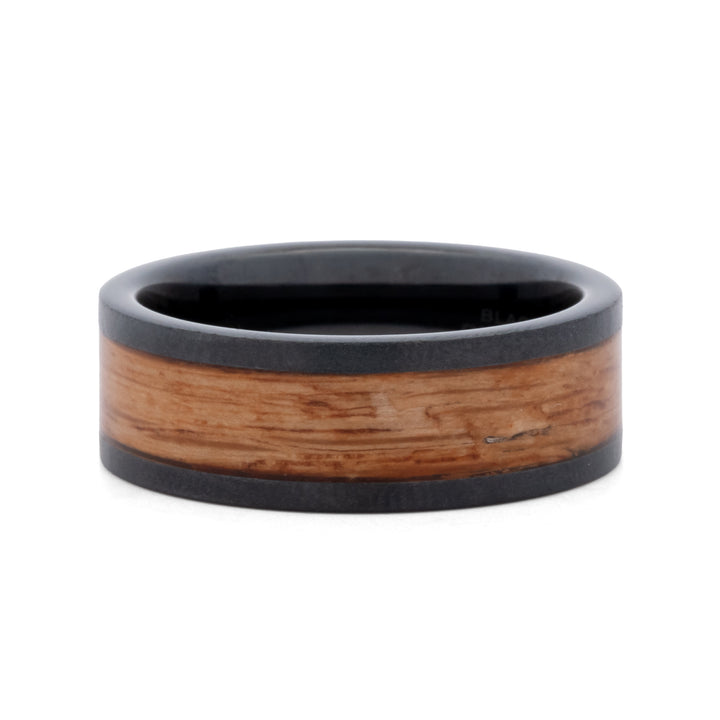 Black Diamond Ceramic Band with Rye Whiskey Barrel Inlay