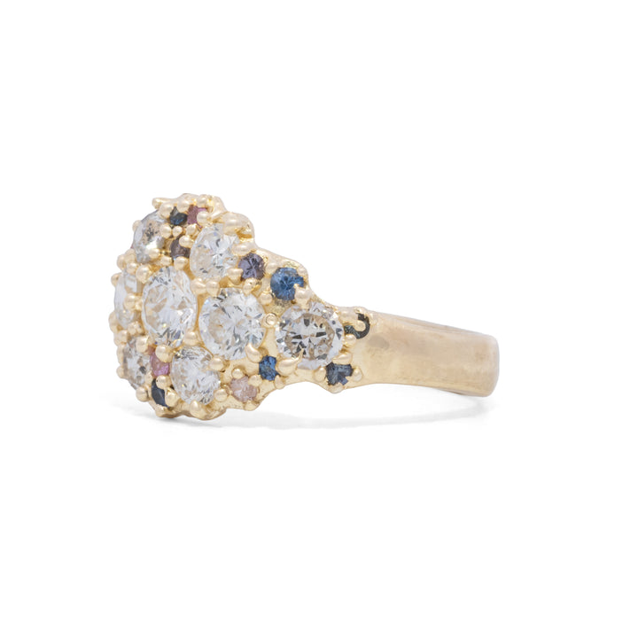 Diamond & Sapphire Cluster Ring