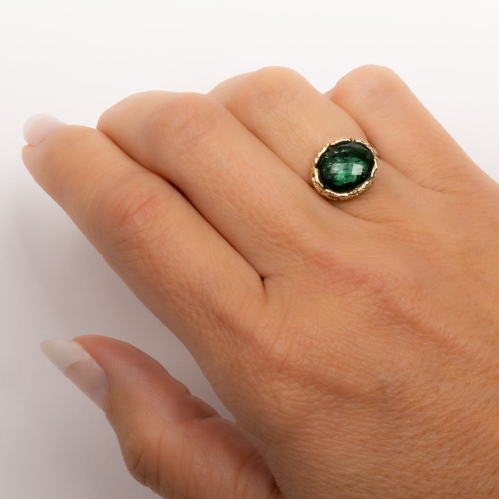Oval Faceted Indicolite Quartz Ring