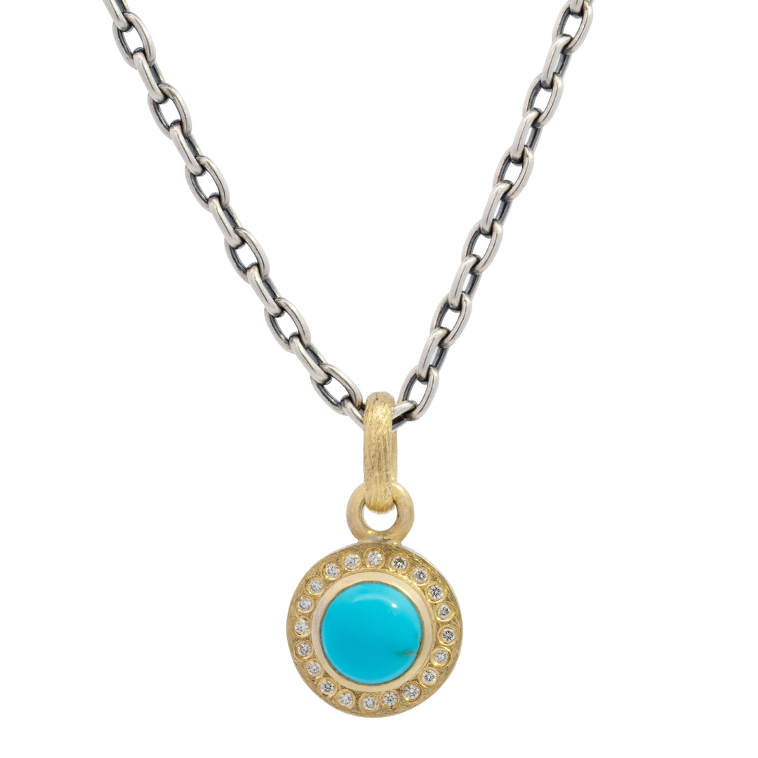 Trunk Show Junia Plus Turquoise & Diamond Halo Pendant