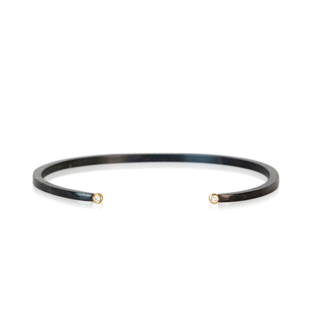 Two Diamond Open Top Cuff Bracelet