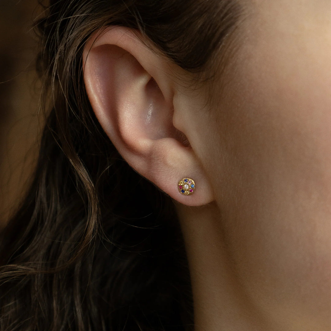 Multi Sapphire Floret Post Earrings