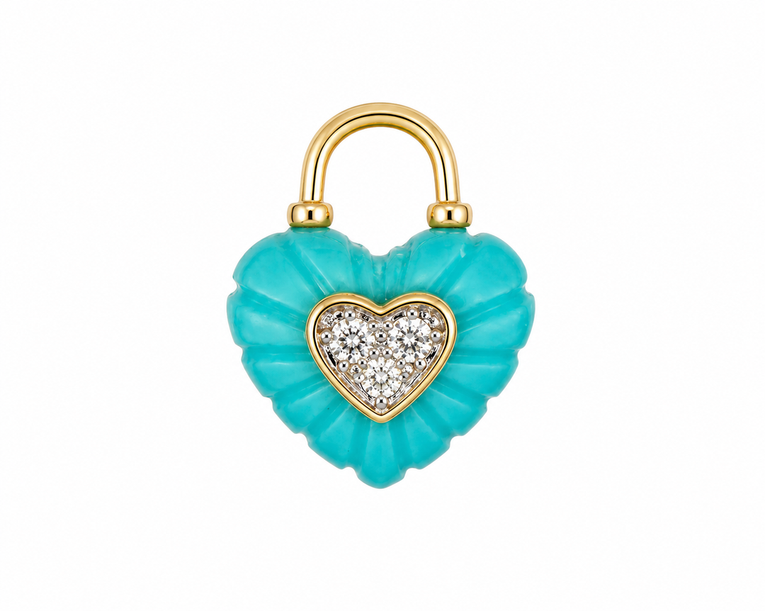 Carved Turquoise Heart Charm