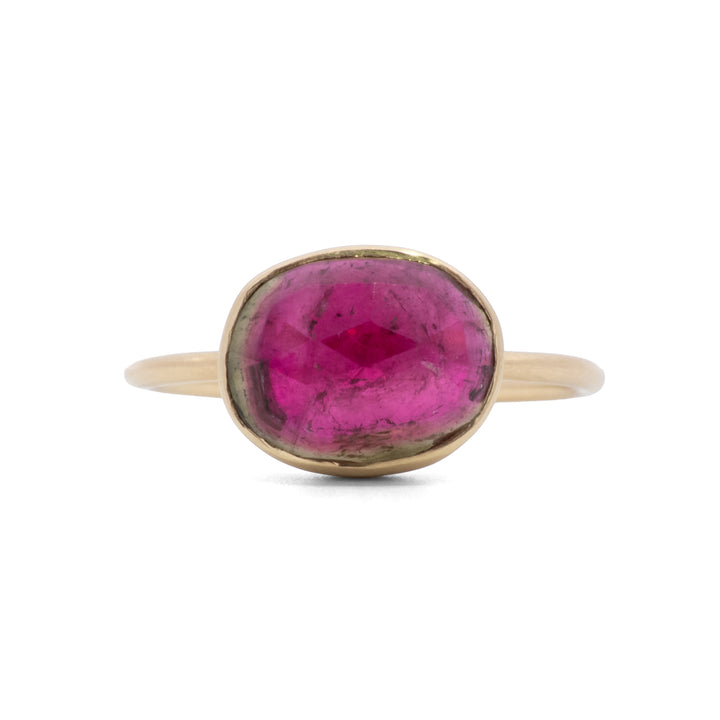 Oval Faceted Pink Tourmaline Ring