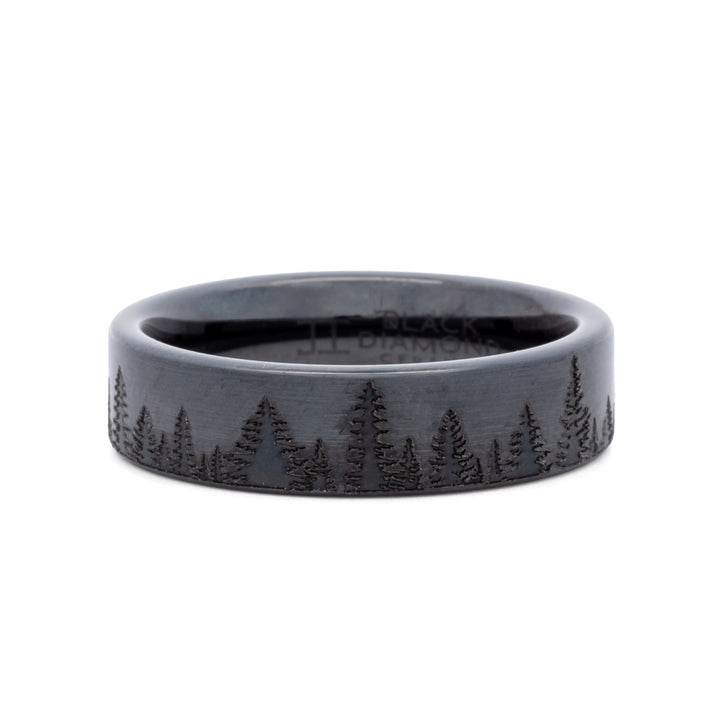 Black Diamond Ceramic Band with Forest Scene