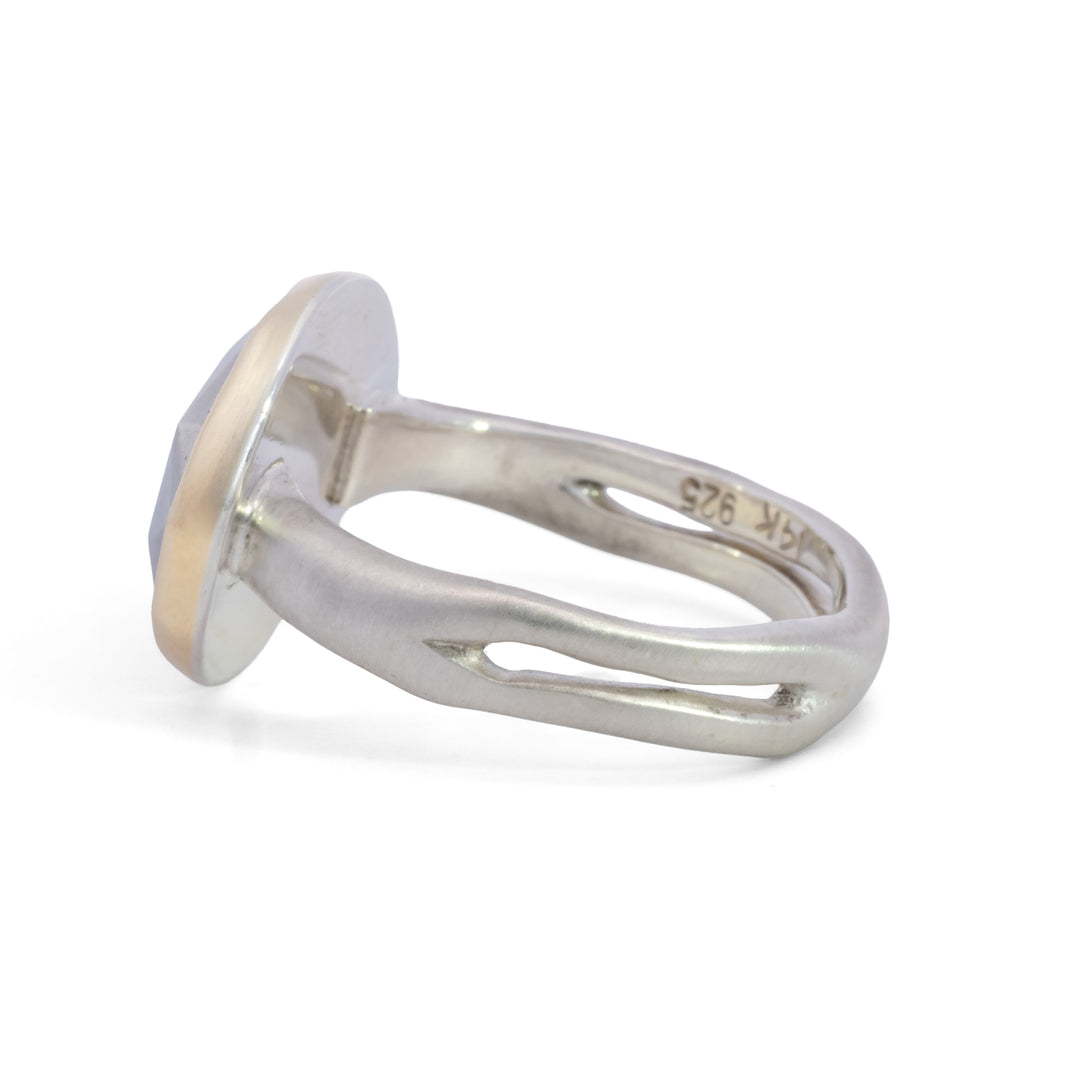 Small Horizontal Pear Shaped Pyrite Ring
