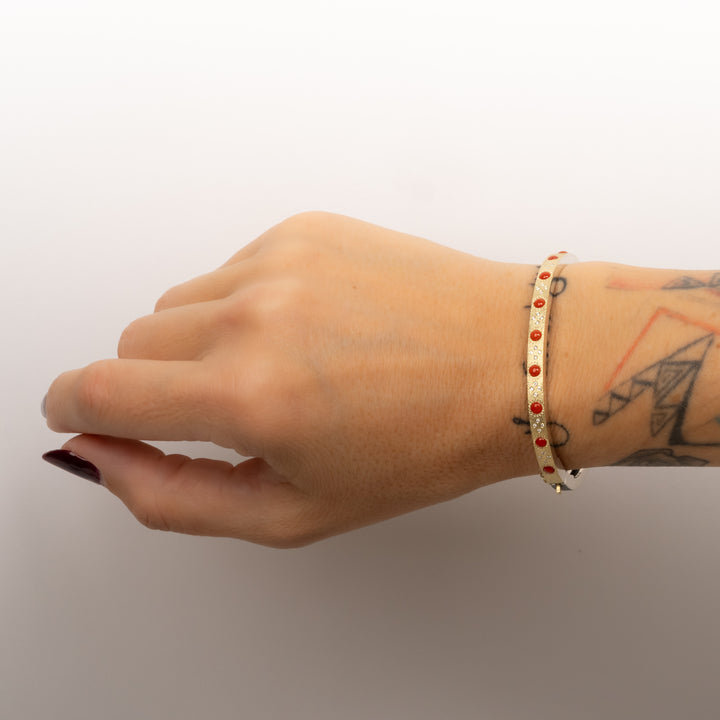 Trunk Show 4mm Daphnie Coral and Diamond Bracelet