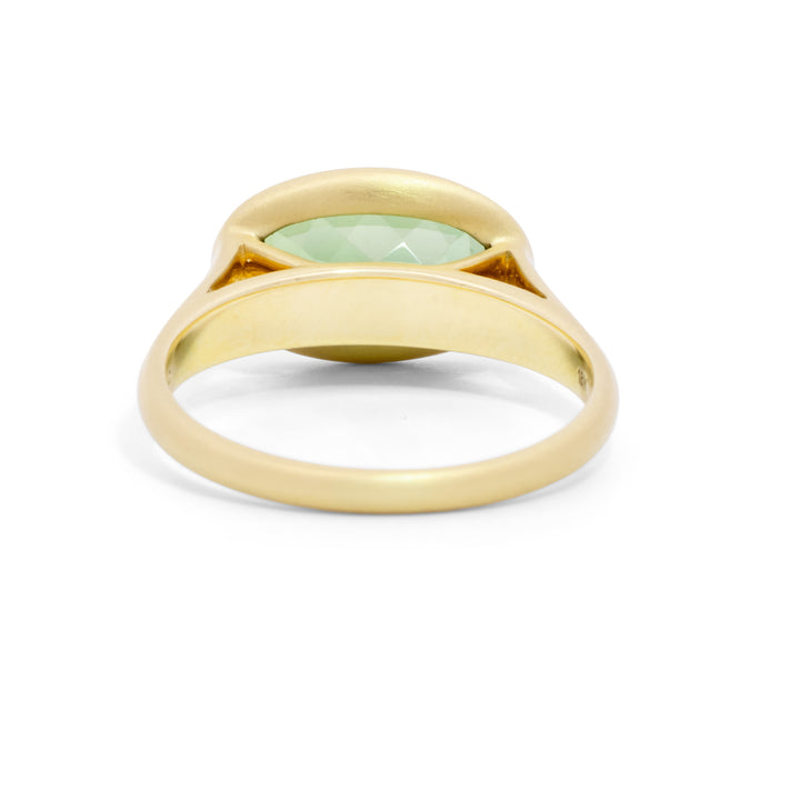 Oval Green Tourmaline Bezel Set Ring