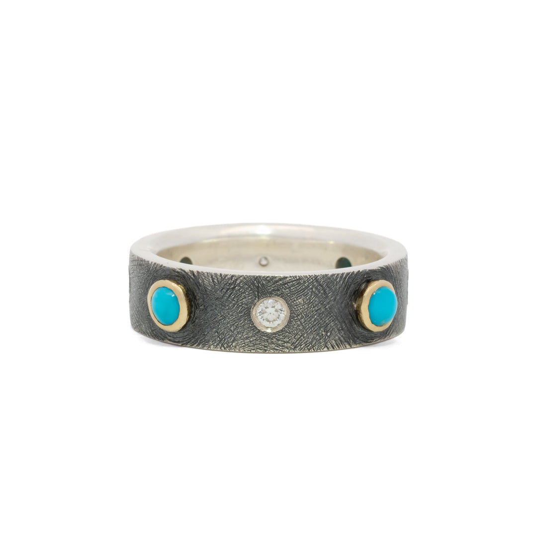 Junia Four Bezel Turquoise with Diamond Ring