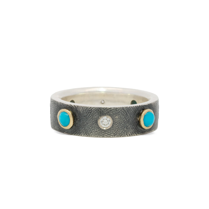 Junia Four Bezel Turquoise with Diamond Ring