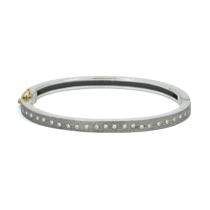 4mm Rene Sterling Diamond Bangle Bracelet