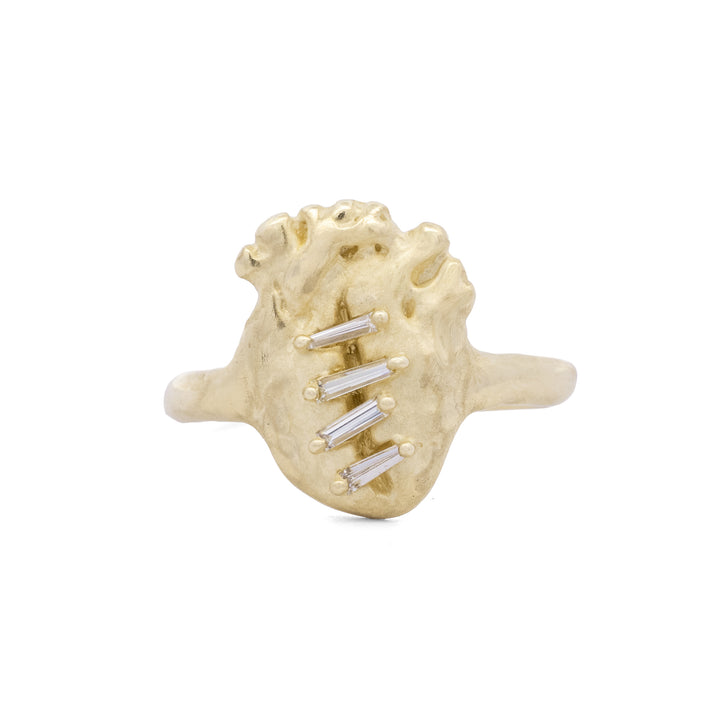Baguette Diamond Heart Ring