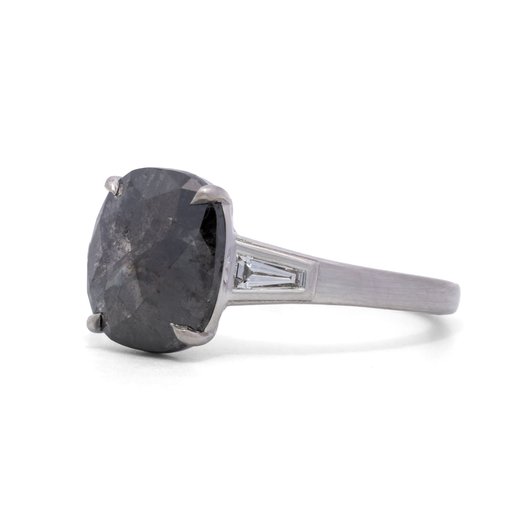 2.05 ct Rustic Rose Cut Cushion Diamond Ring