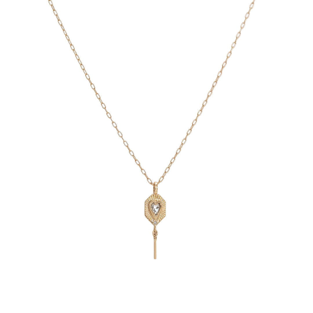 Grey Diamond Little Heart Plate Necklace
