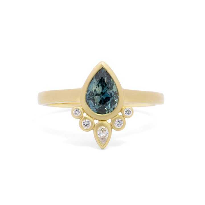 Pear Shaped Montana Sapphire Diamond Ring