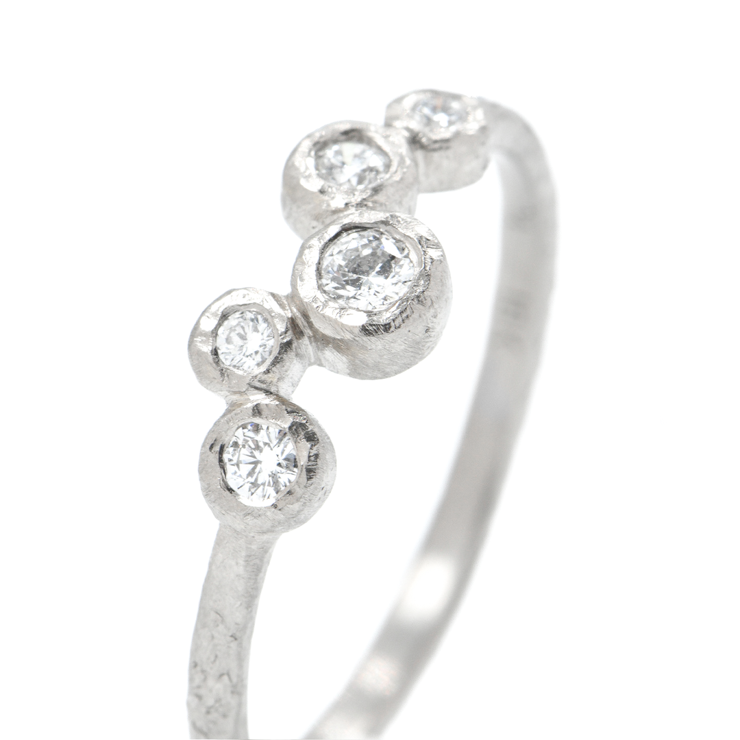 Five Diamond Offset Bezel Ring