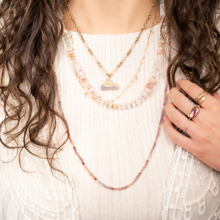 Pink Sapphire Mix Beaded Necklace