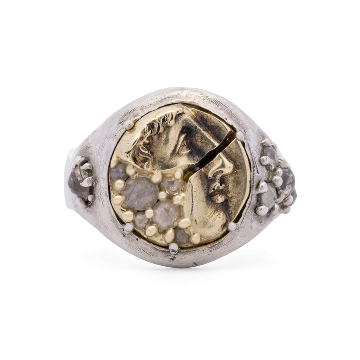Fragmented Theseus Diamond Signet Ring