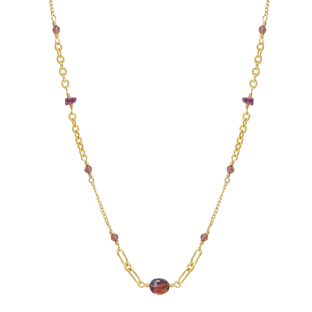 Garnet Bead Chain Necklace