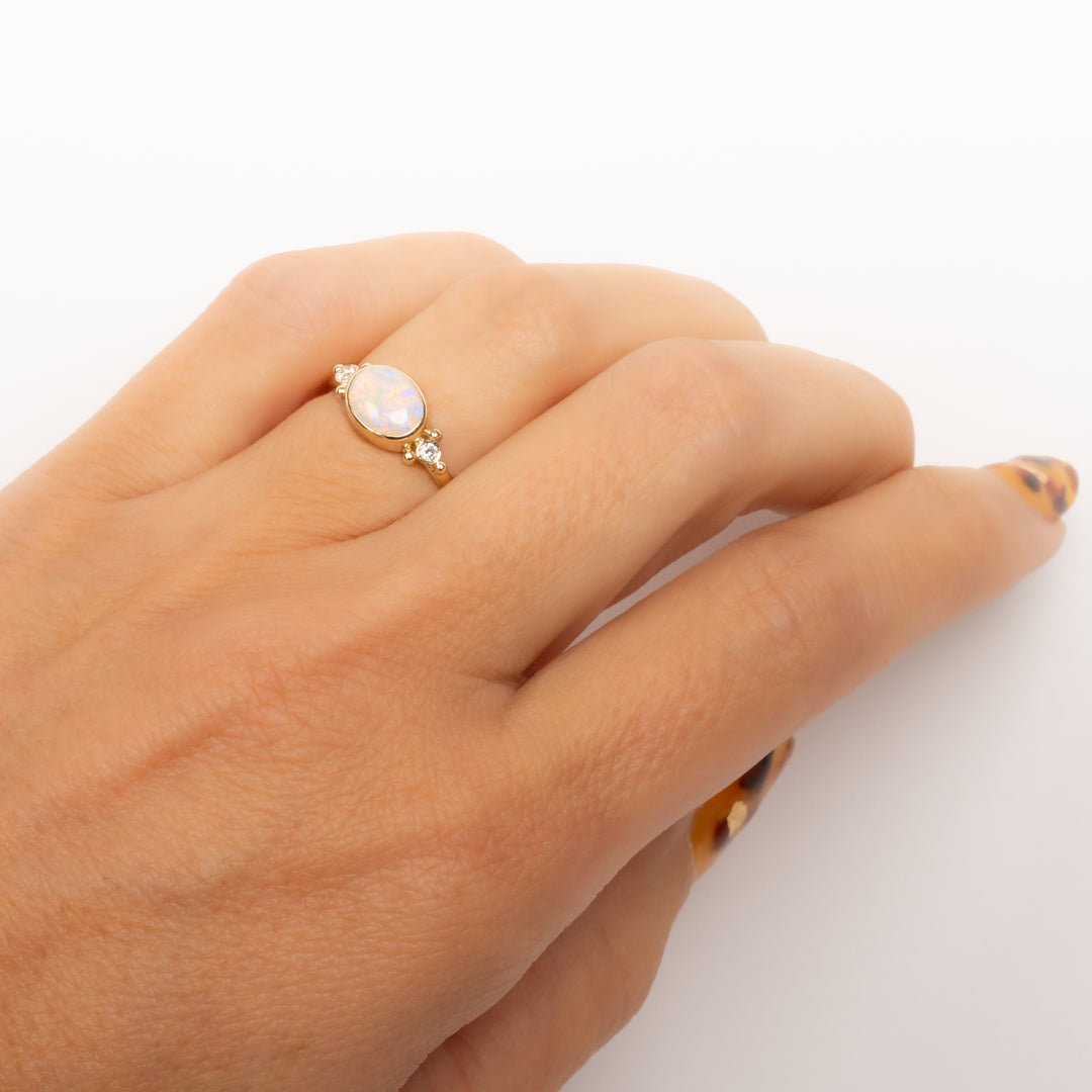 Small Oval Australian Opal Ring