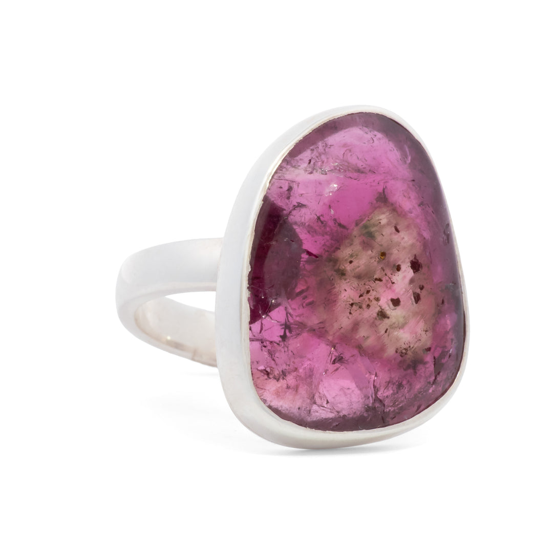 Asymmetrical Watermelon Tourmaline Ring