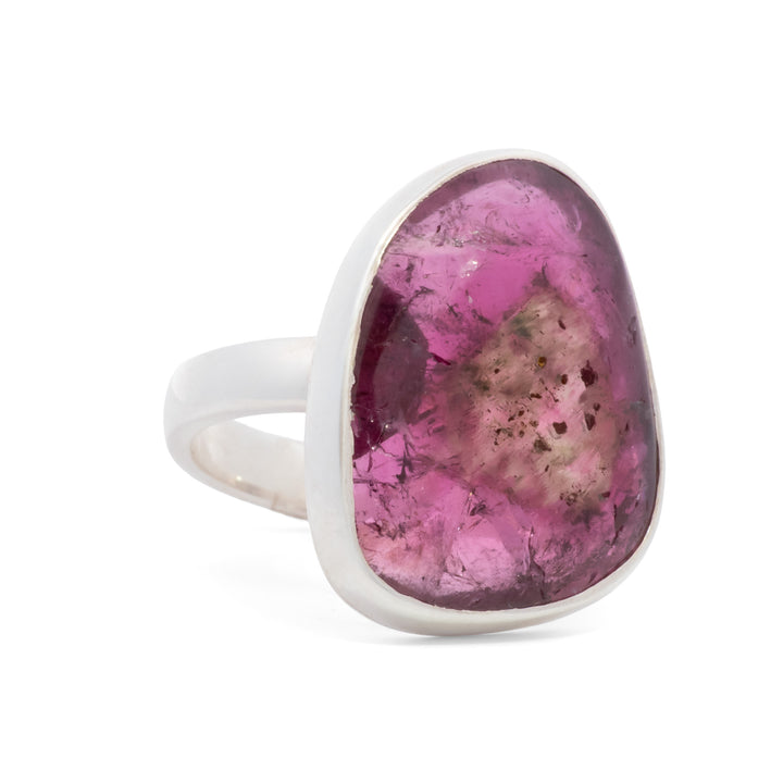 Asymmetrical Watermelon Tourmaline Ring