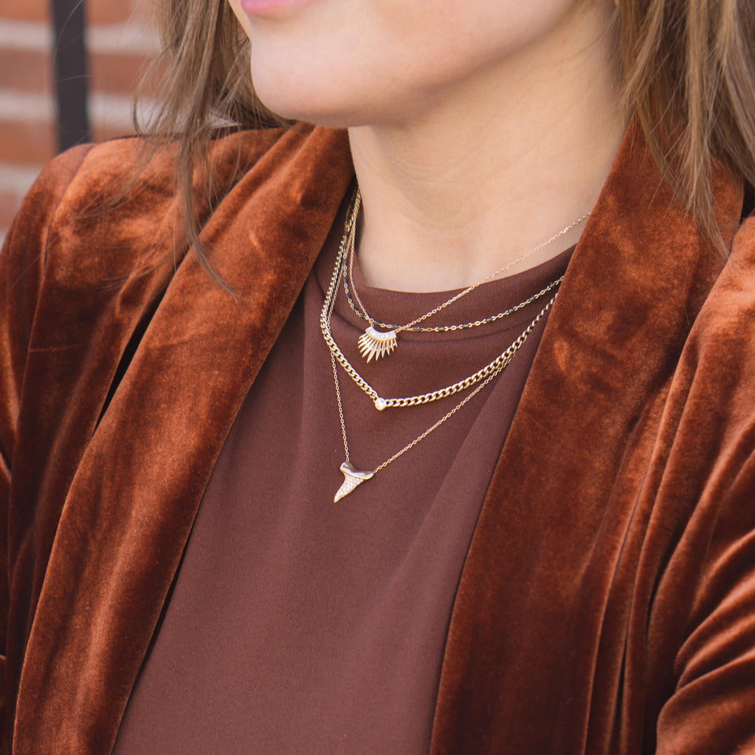Pavé Diamond Shark Tooth Necklace