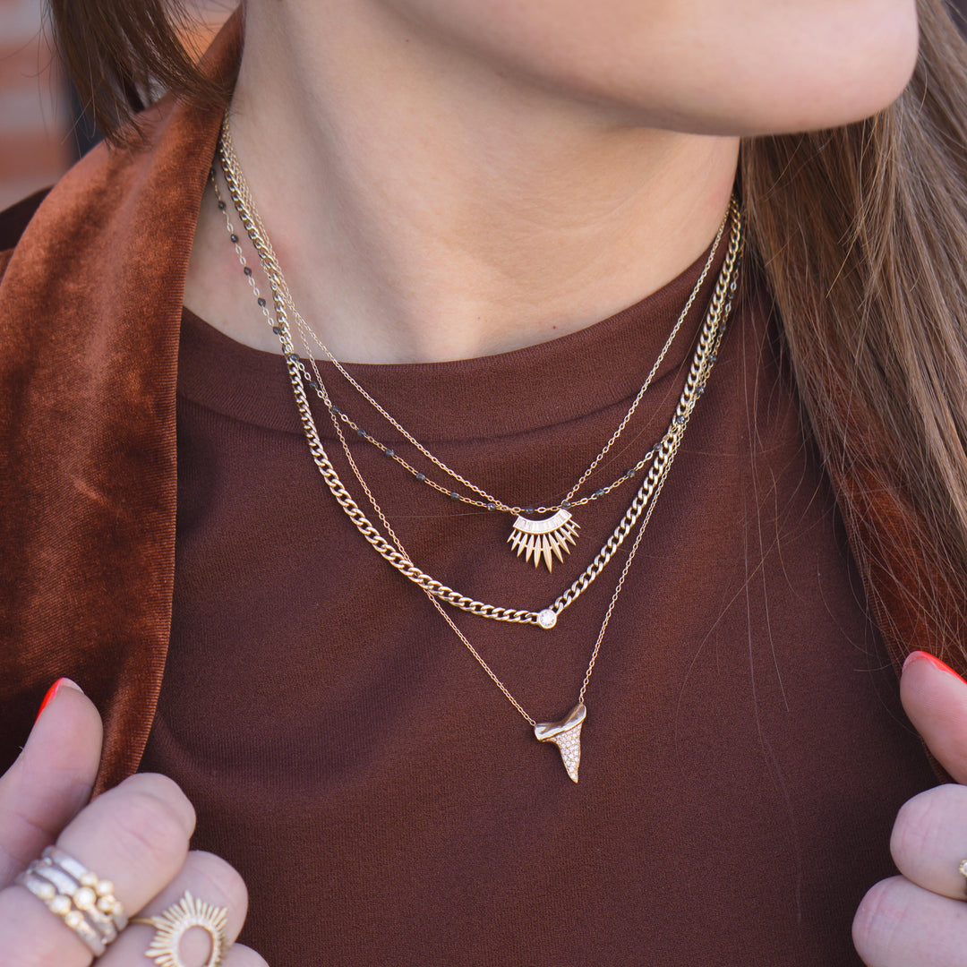 Pavé Diamond Shark Tooth Necklace