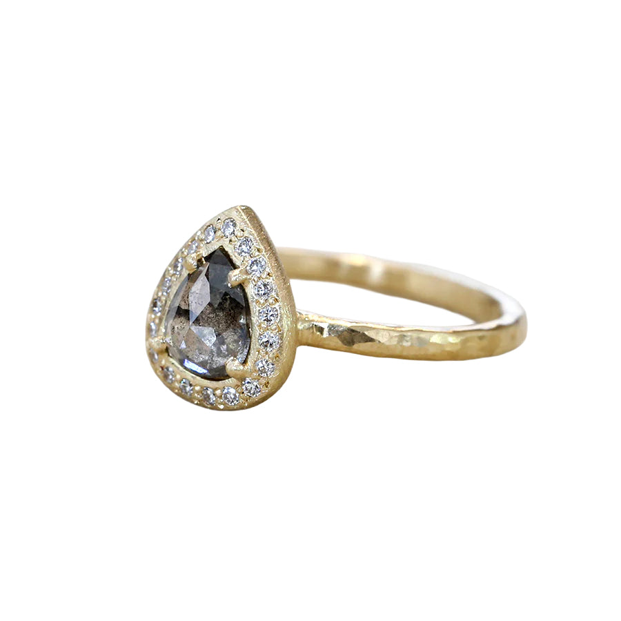 Black Diamond Pear Shaped Ring