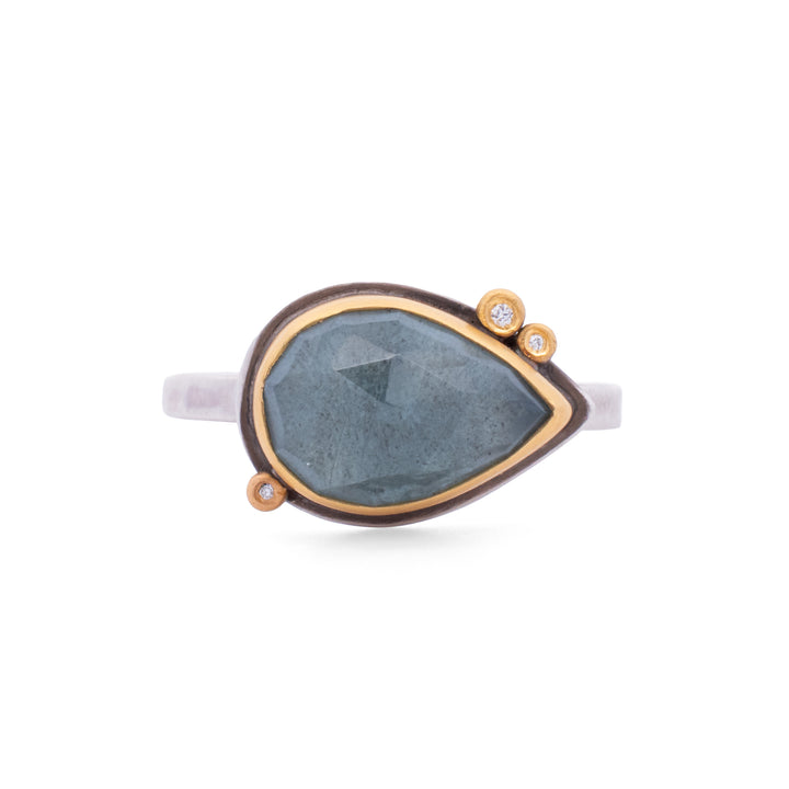 Moss Aquamarine and Diamond Ring