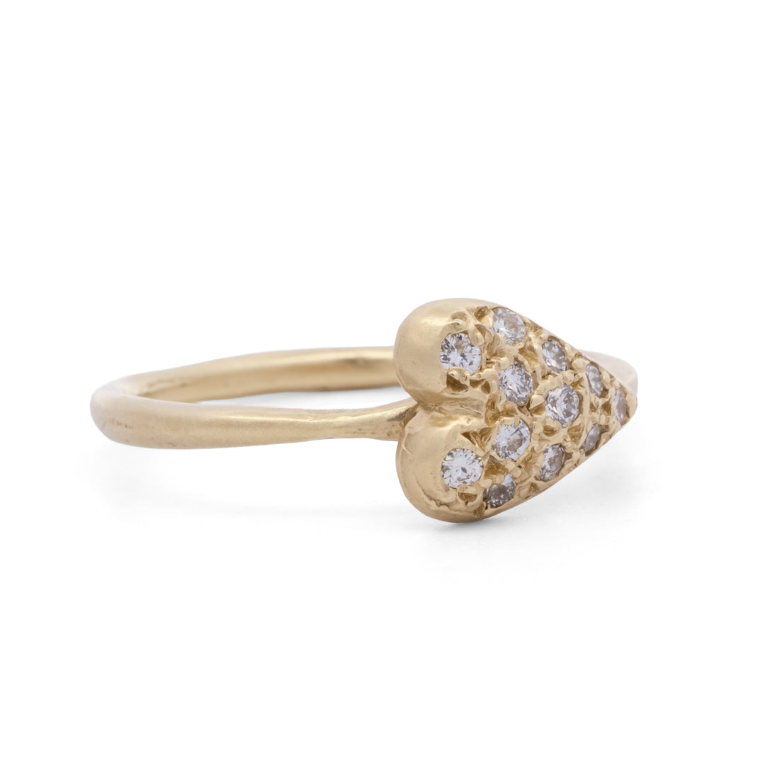 Large Pave Diamond Heart Ring