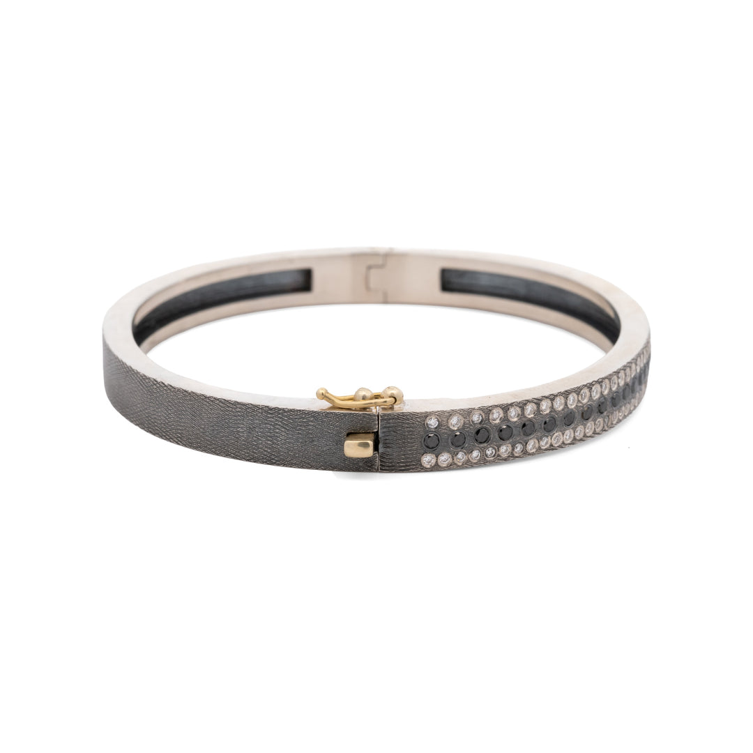 Adam 6 mm Triple Row Black & White Diamond Bracelet