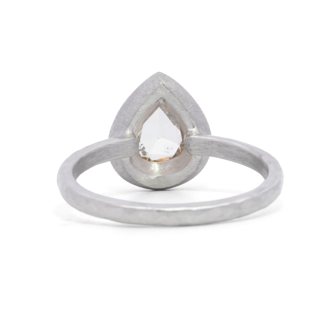 Pear Champagne Diamond Halo Ring