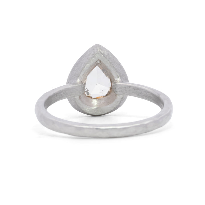 Pear Champagne Diamond Halo Ring