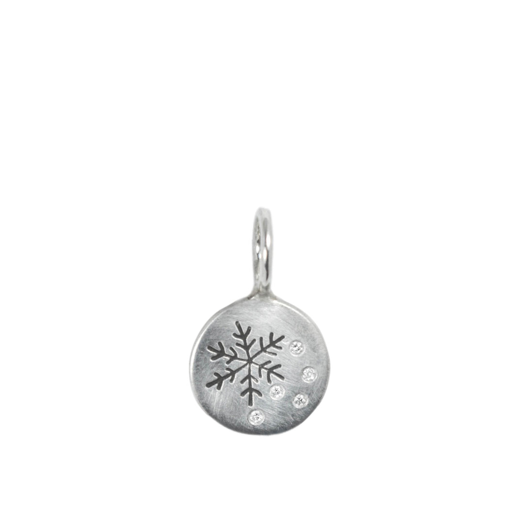 Mini Snowflake &amp; Diamond Round Charm