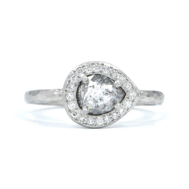 Grey Diamond Halo Ring