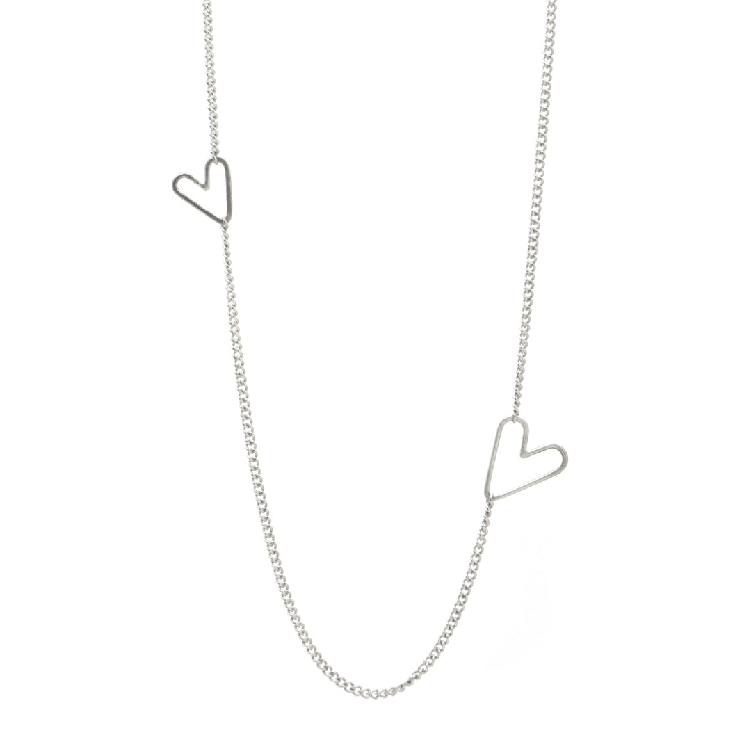 Silver Honey Two Heart Necklace